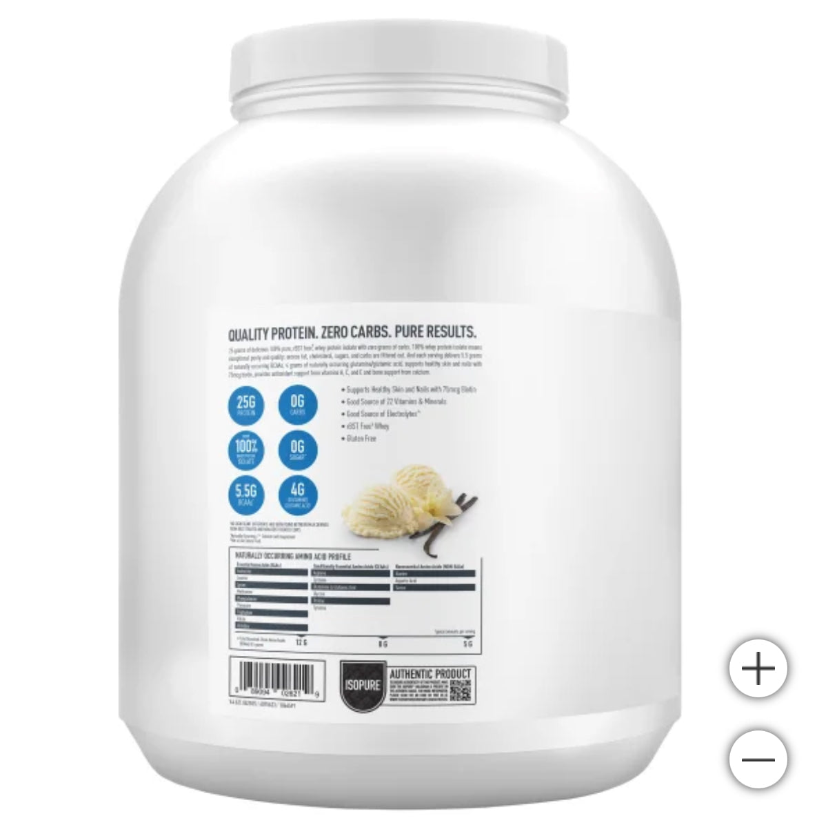 Isopure Zero Carb Whey Protein Powder, Simply Vanilla, 3.4 lbs